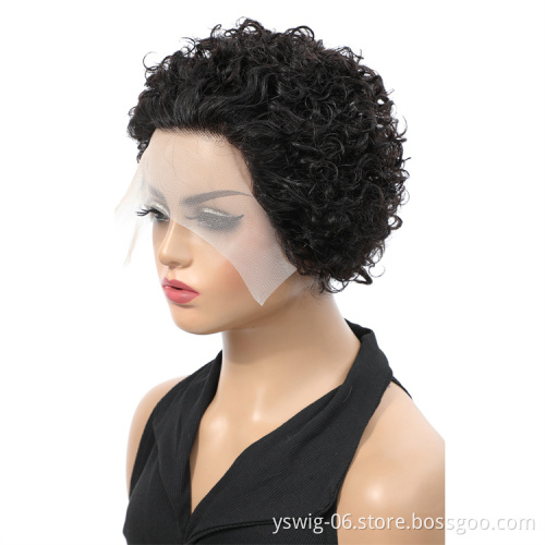 XCCOCO Lace Front Human Hair Wigs For Black Women Jerry Curl Pixie Cut Wig Brazilian Remy Hair Pixie Cut Human Wig